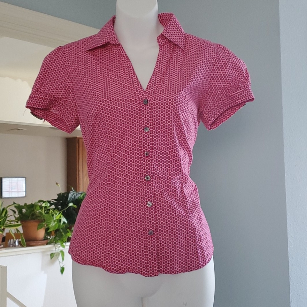 Pink short sleeve button down